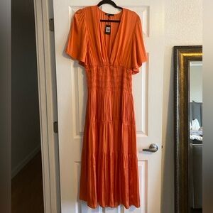 NWT Maje Orange Ruched dress